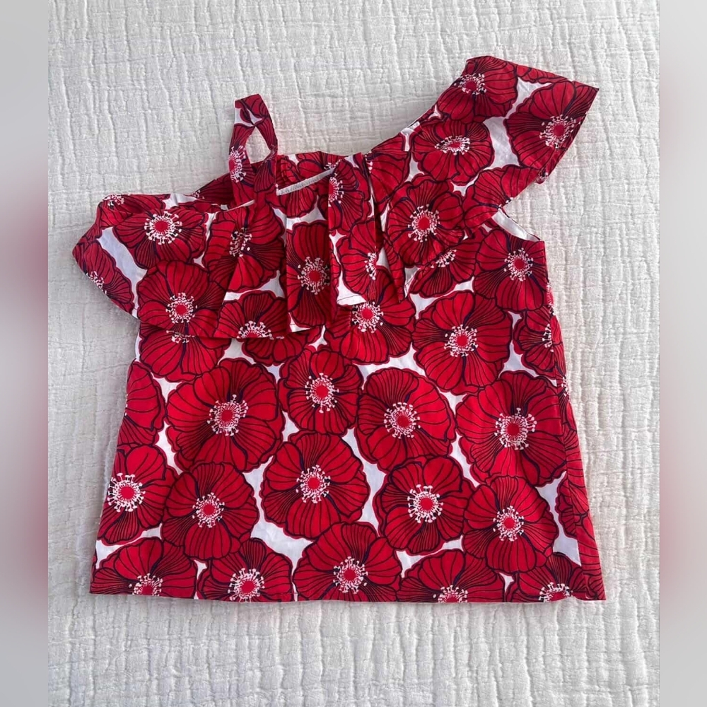 Janie and Jack Red Floral Kids Blouse